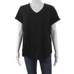 Wilt Women Basic V-Neck Black Cotton Short Sleeve T-Shirt Size L